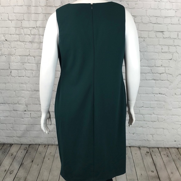 !!Calvin Klein Green And Gold V Neck Dress Size16W - Picture 3 of 7